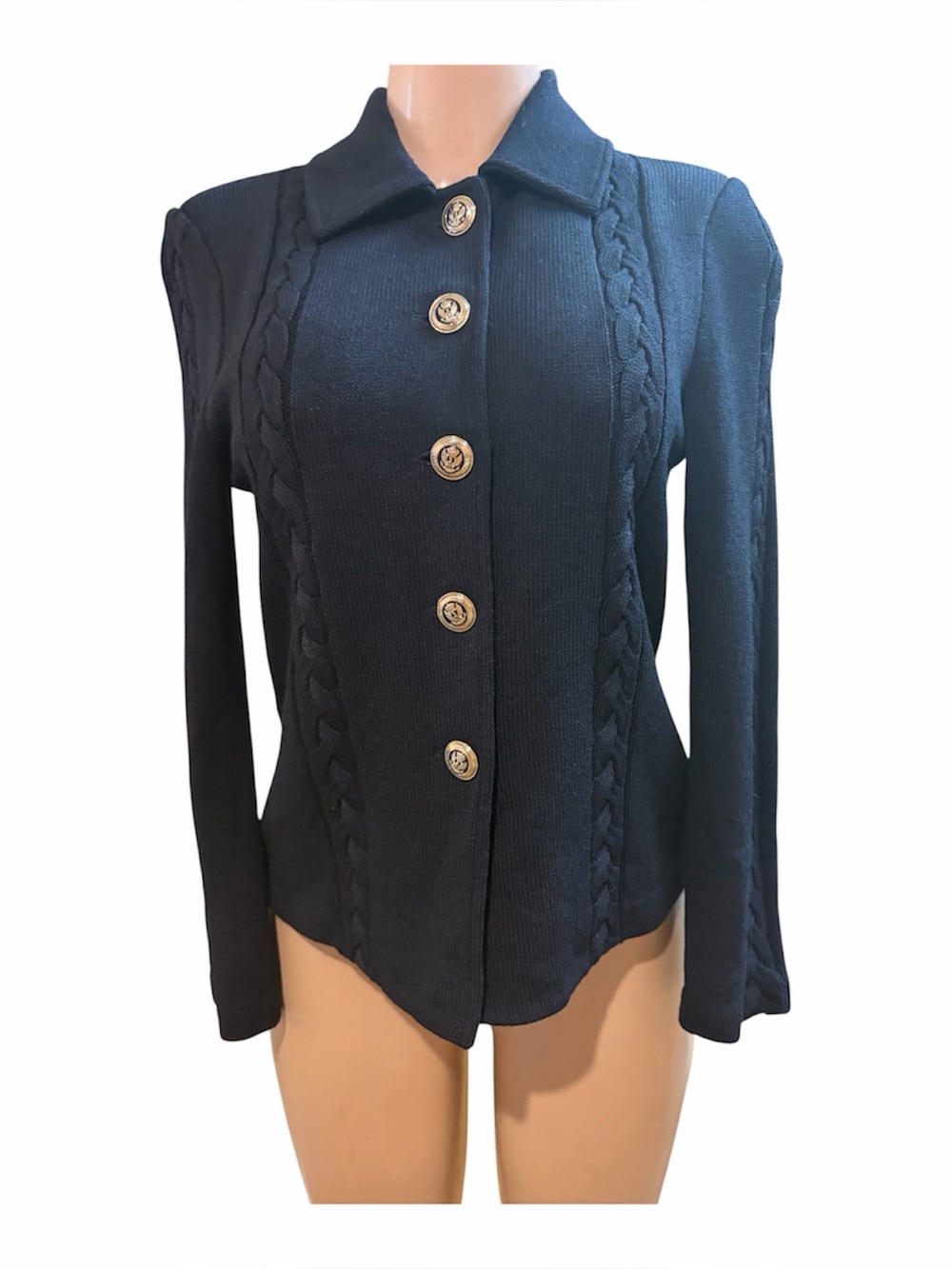 St. John Black Knit Button-Front Blazer